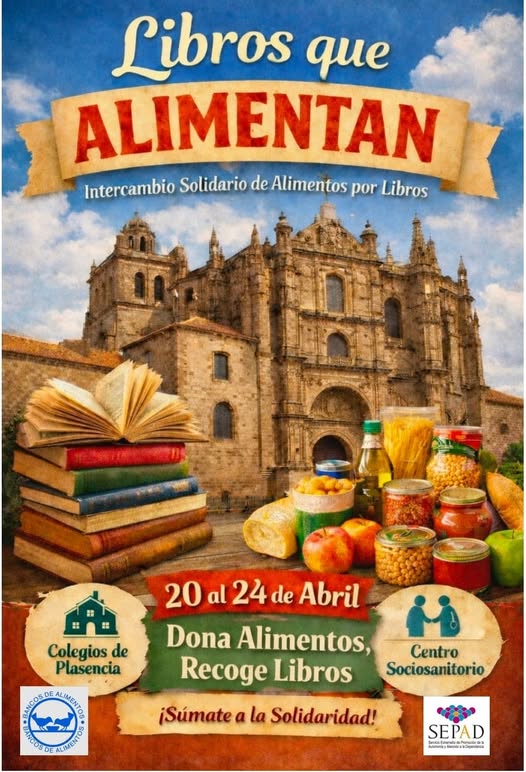 En Plasencia se donan alimentos y se recogen libros